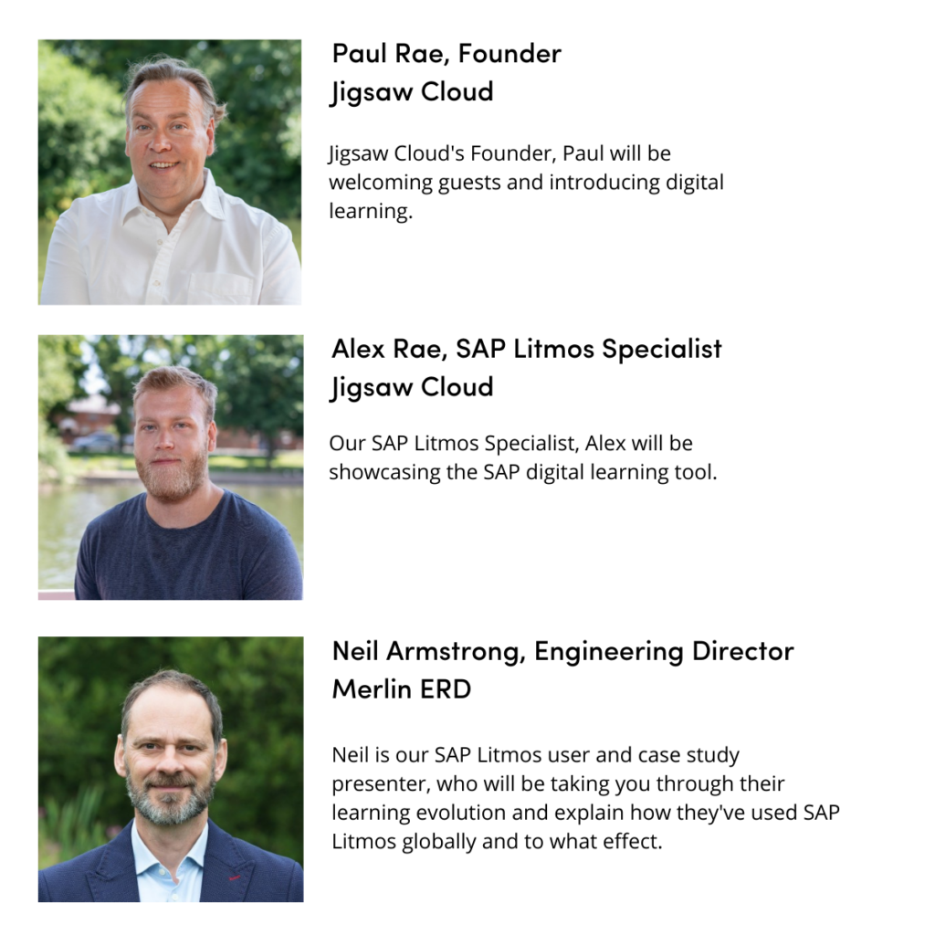 SAP Litmos webinar speakers, Jigsaw Cloud